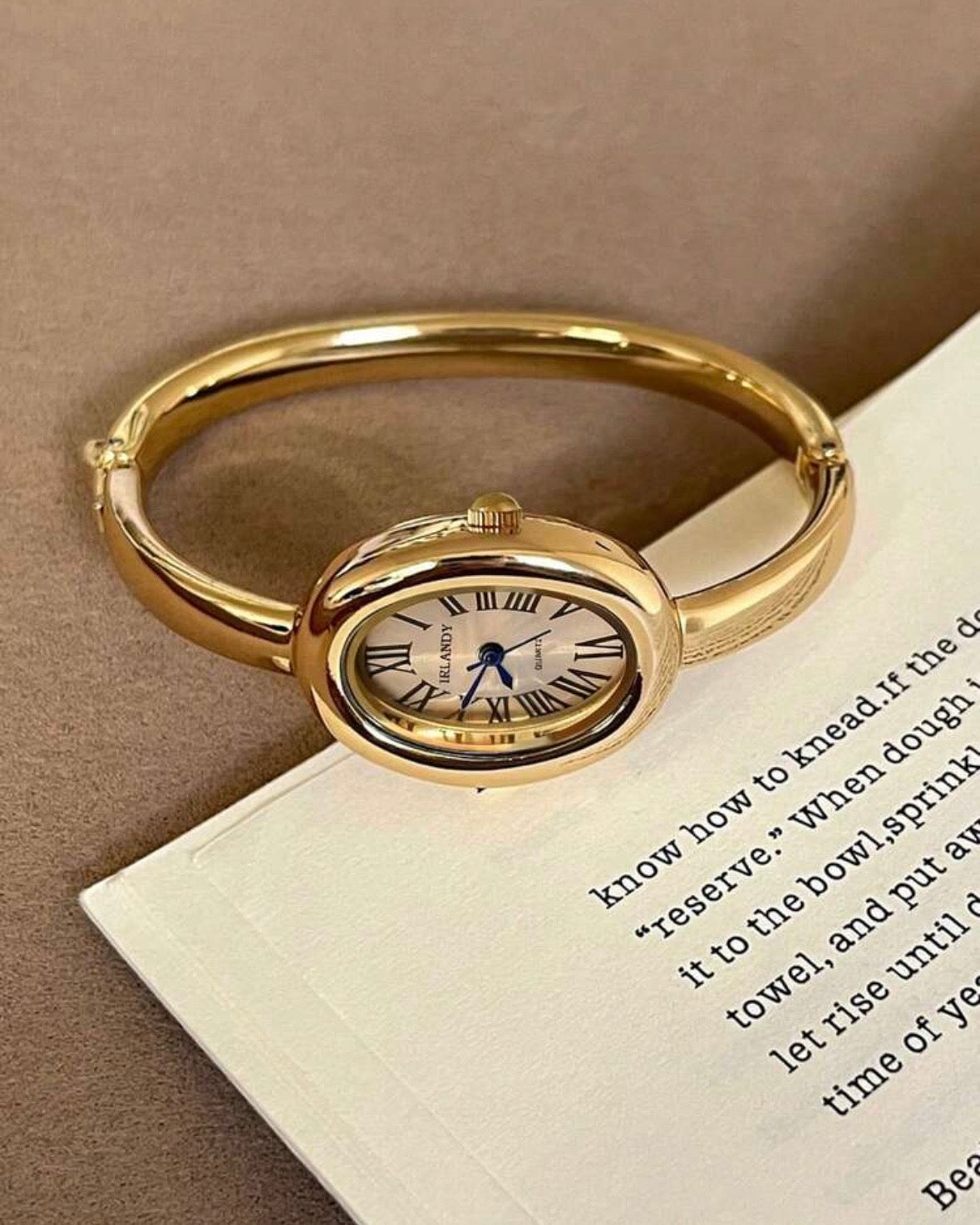 Gold Oval Dial Watch / Bangle / Cuff
