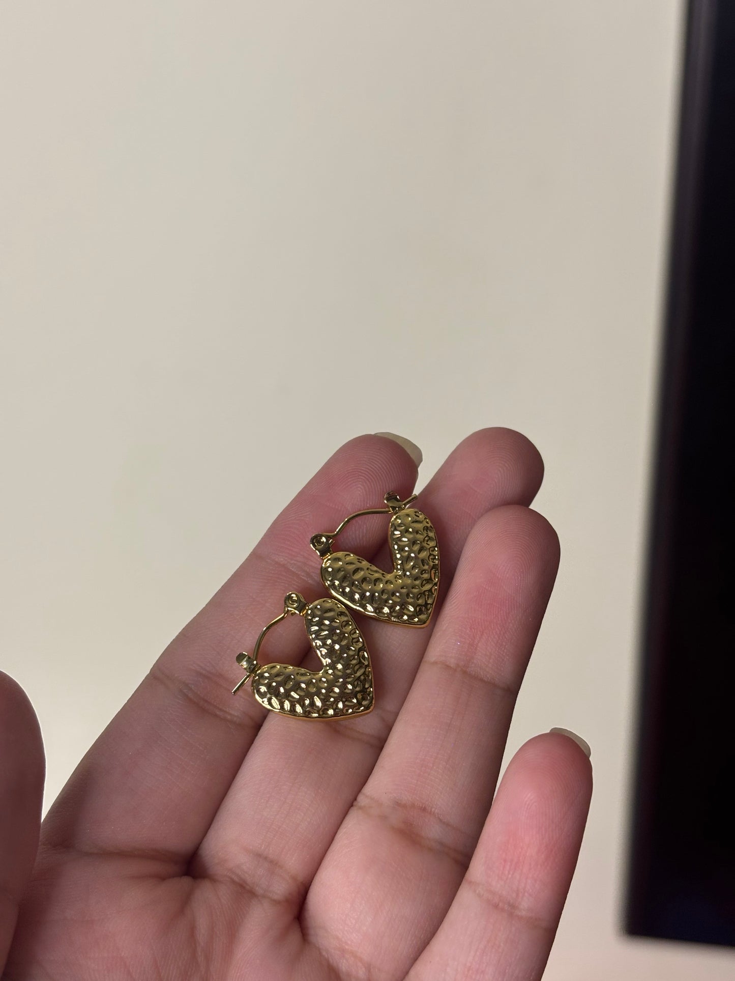 Gold Heart Earrings (Stainless Steel, Tarnish Free)