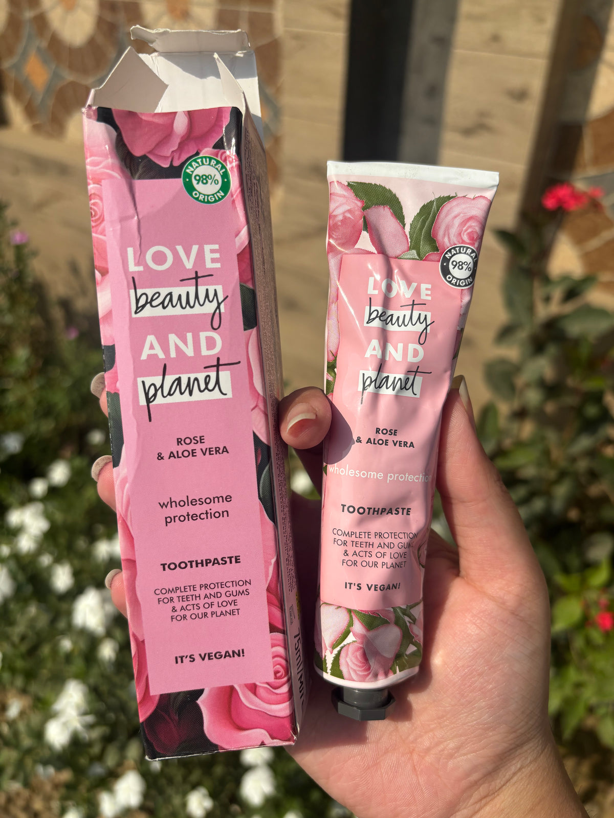 love beauty and planet rose and aloe vera toothpaste