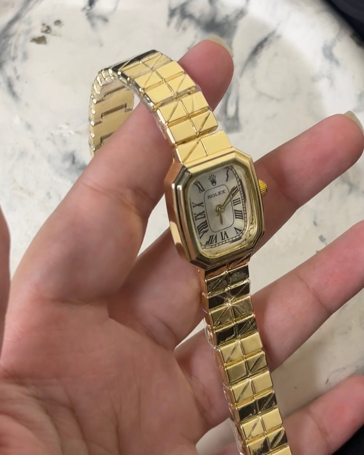 Gold Rectangle Dial Watch