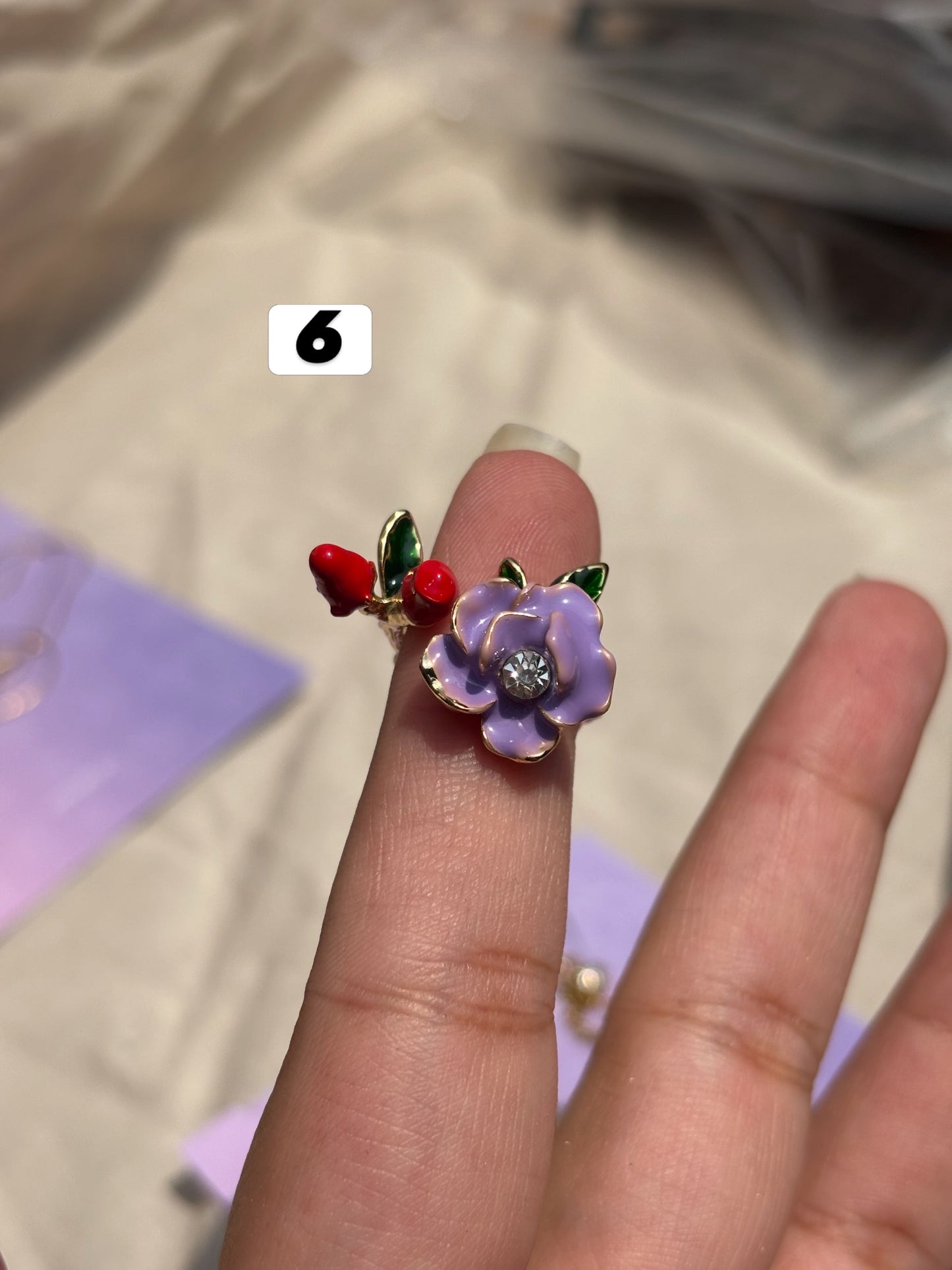 Floral Adjustable Stainless Steel Rings Tarnish Free