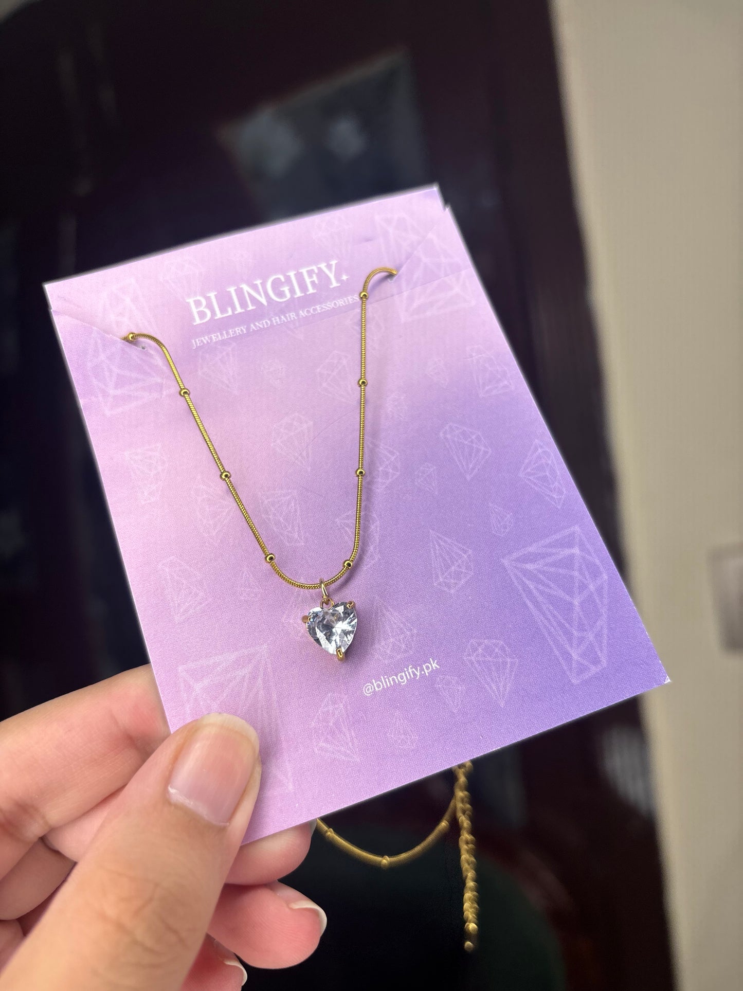 Heart Stone Pendant (Stainless Steel, Tarnish Free)