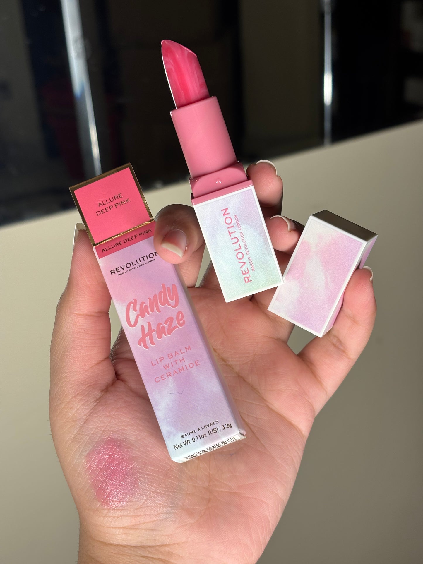 Revolution Candy Haze Lip Balm with Ceramide Shade Allure Deep Pink