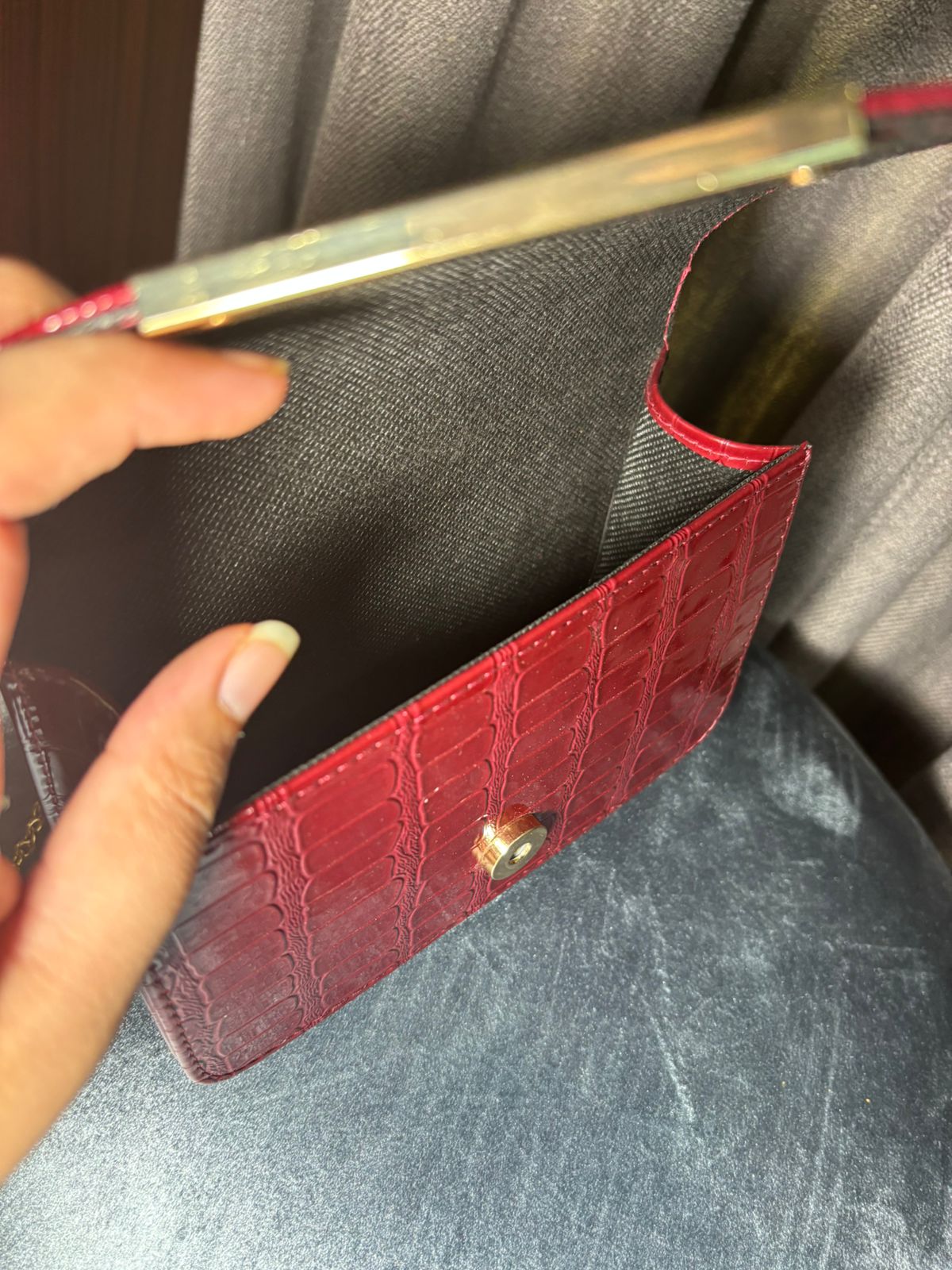 Maroon Cut Shaped Ladies Hand Bag
