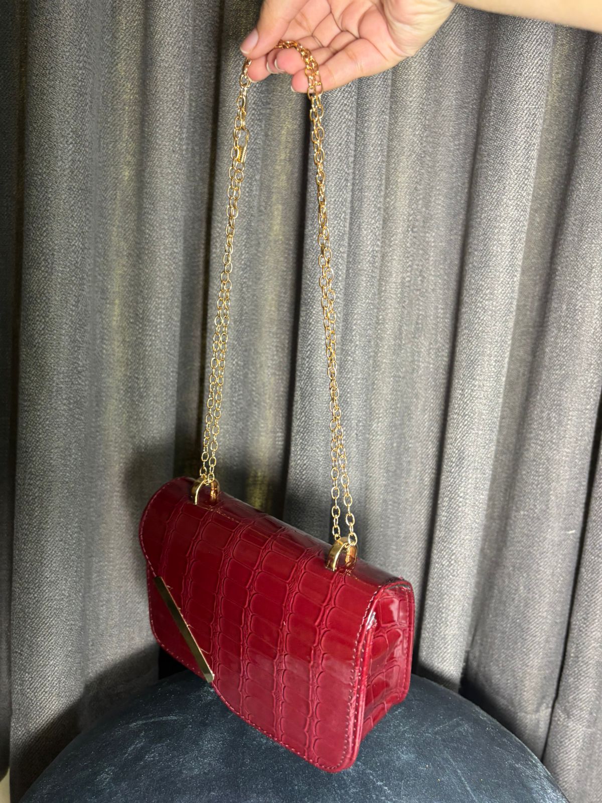 Maroon Cut Shaped Ladies Hand Bag