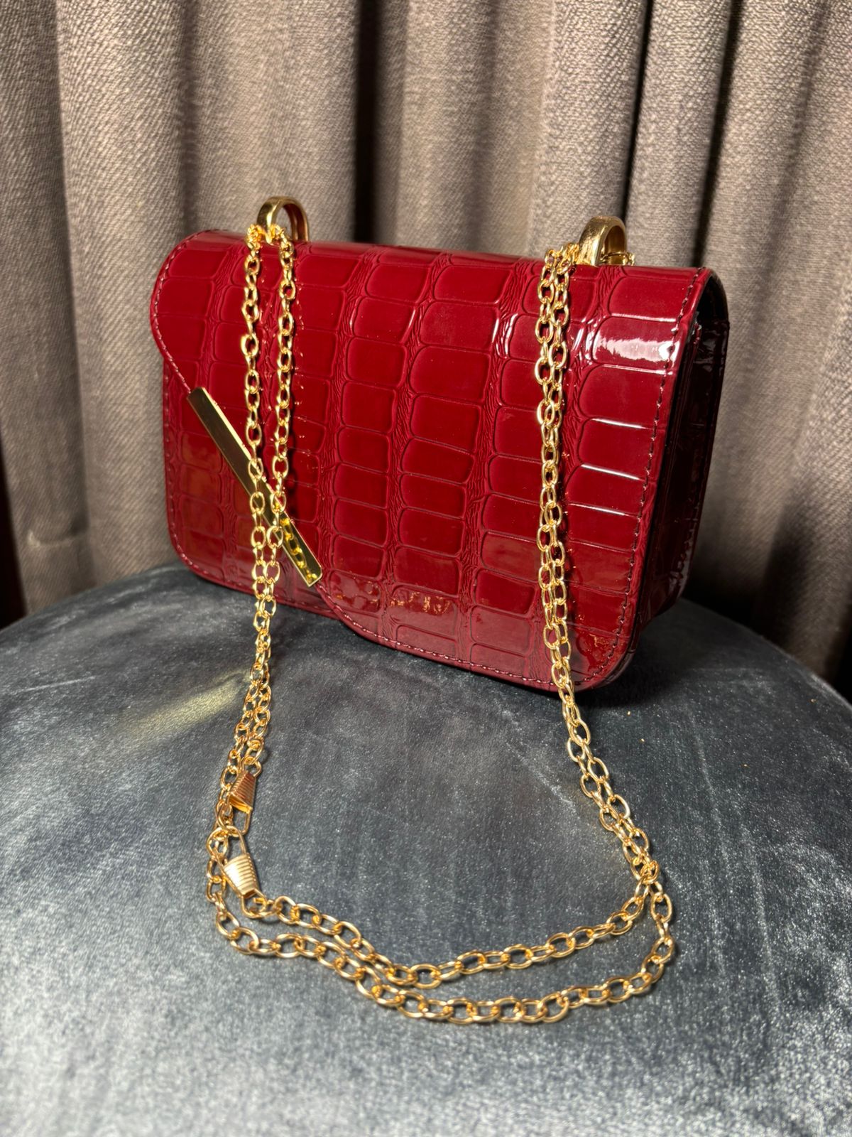 Maroon Cut Shaped Ladies Hand Bag