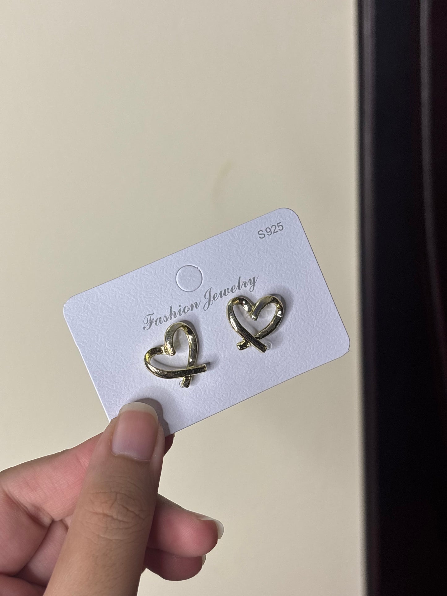 Gold Heart Earrings (Sterling Silver 925)