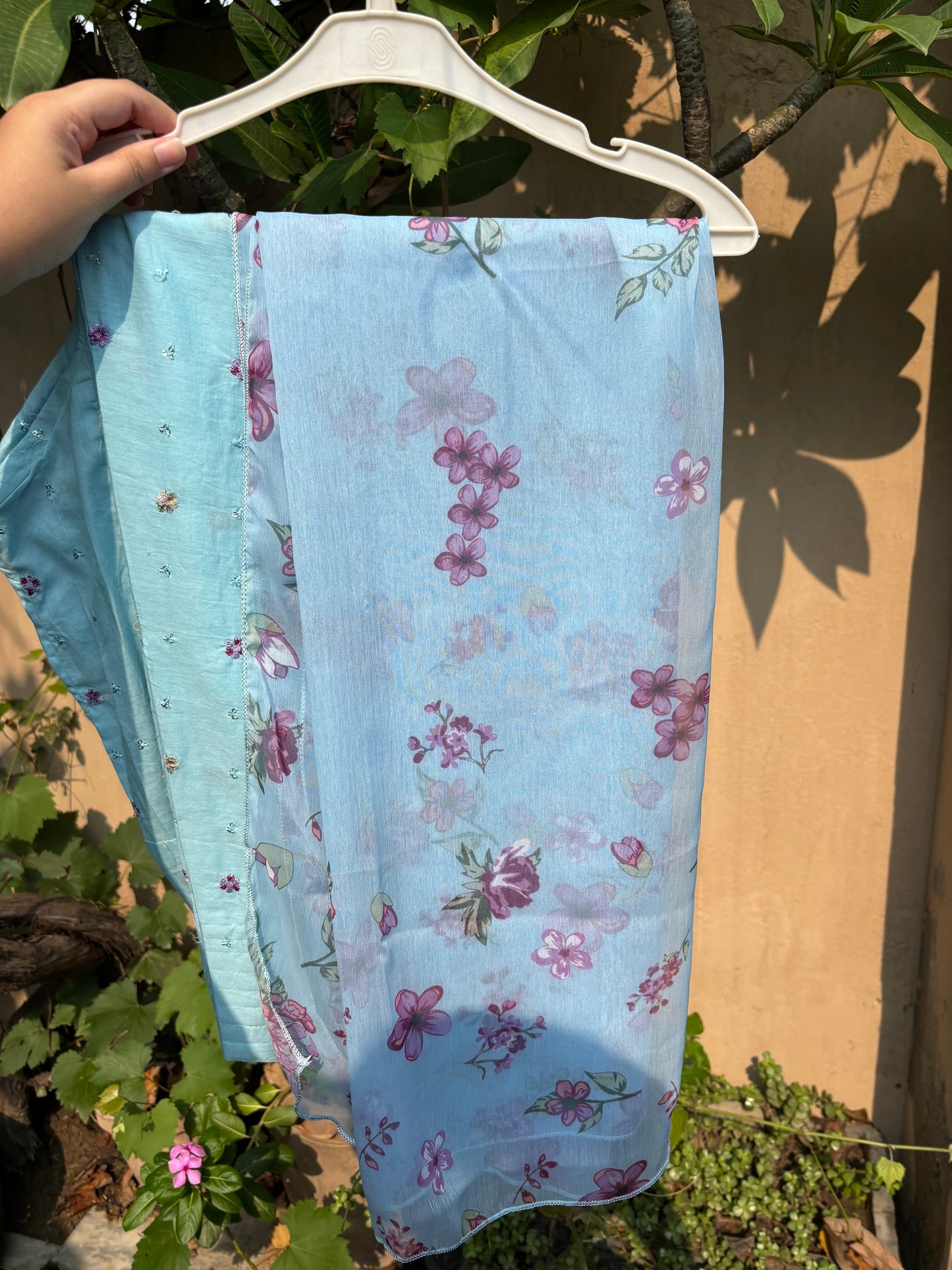 Aqua Embroidered 3 Piece