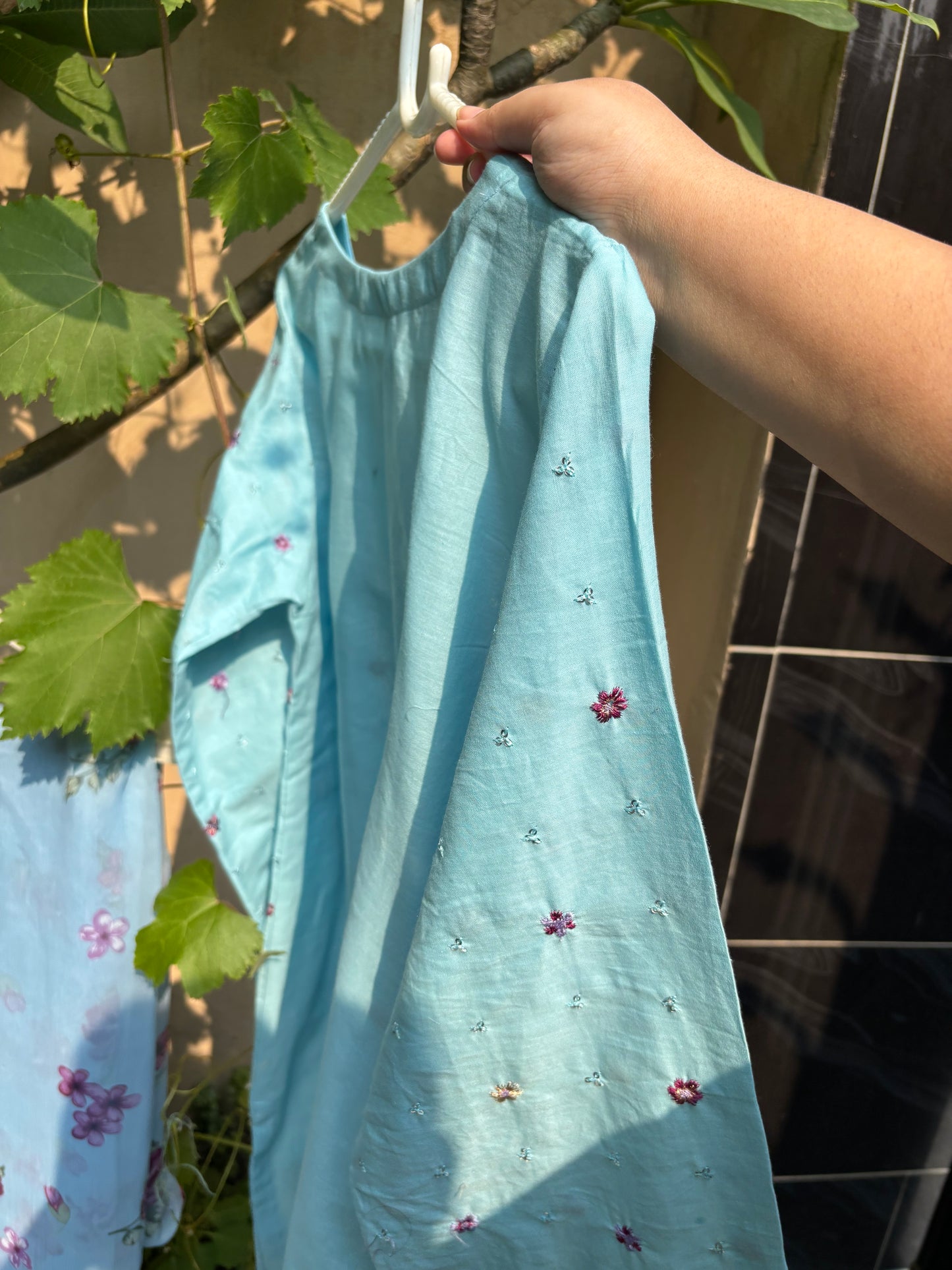 Aqua Embroidered 3 Piece