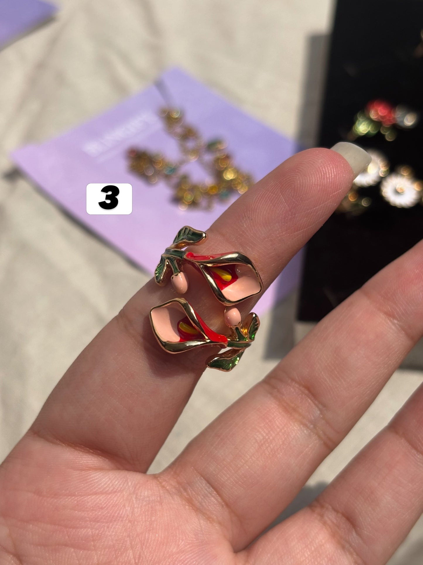 Floral Adjustable Stainless Steel Rings Tarnish Free
