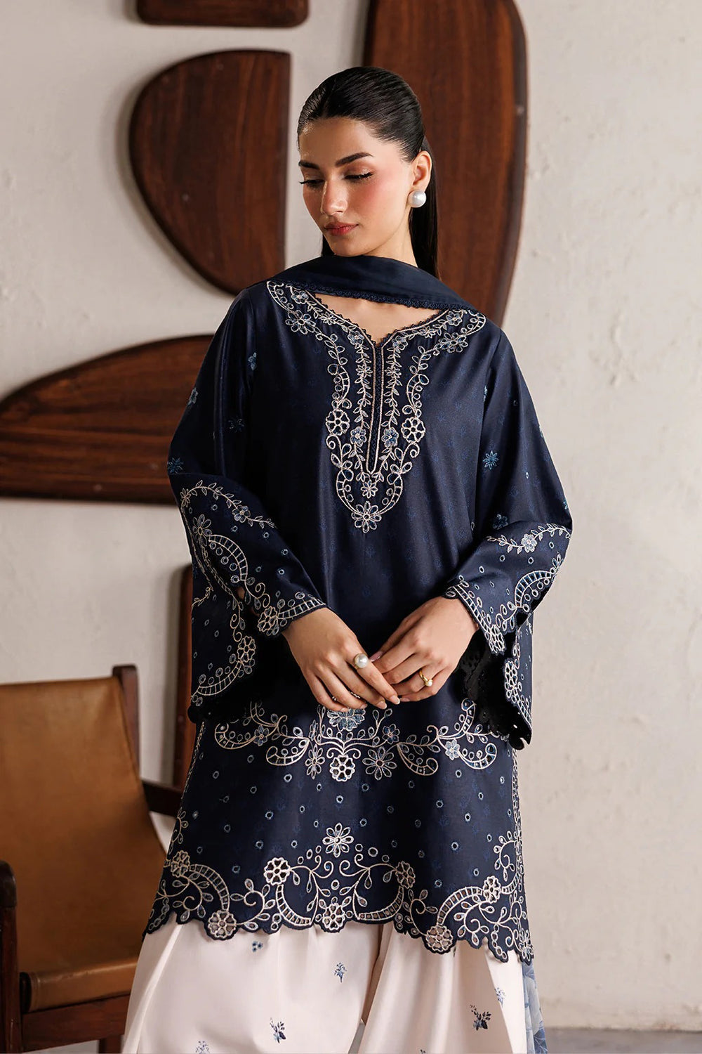 Sapphire Bloom 3pc Embroidered Farshi Set