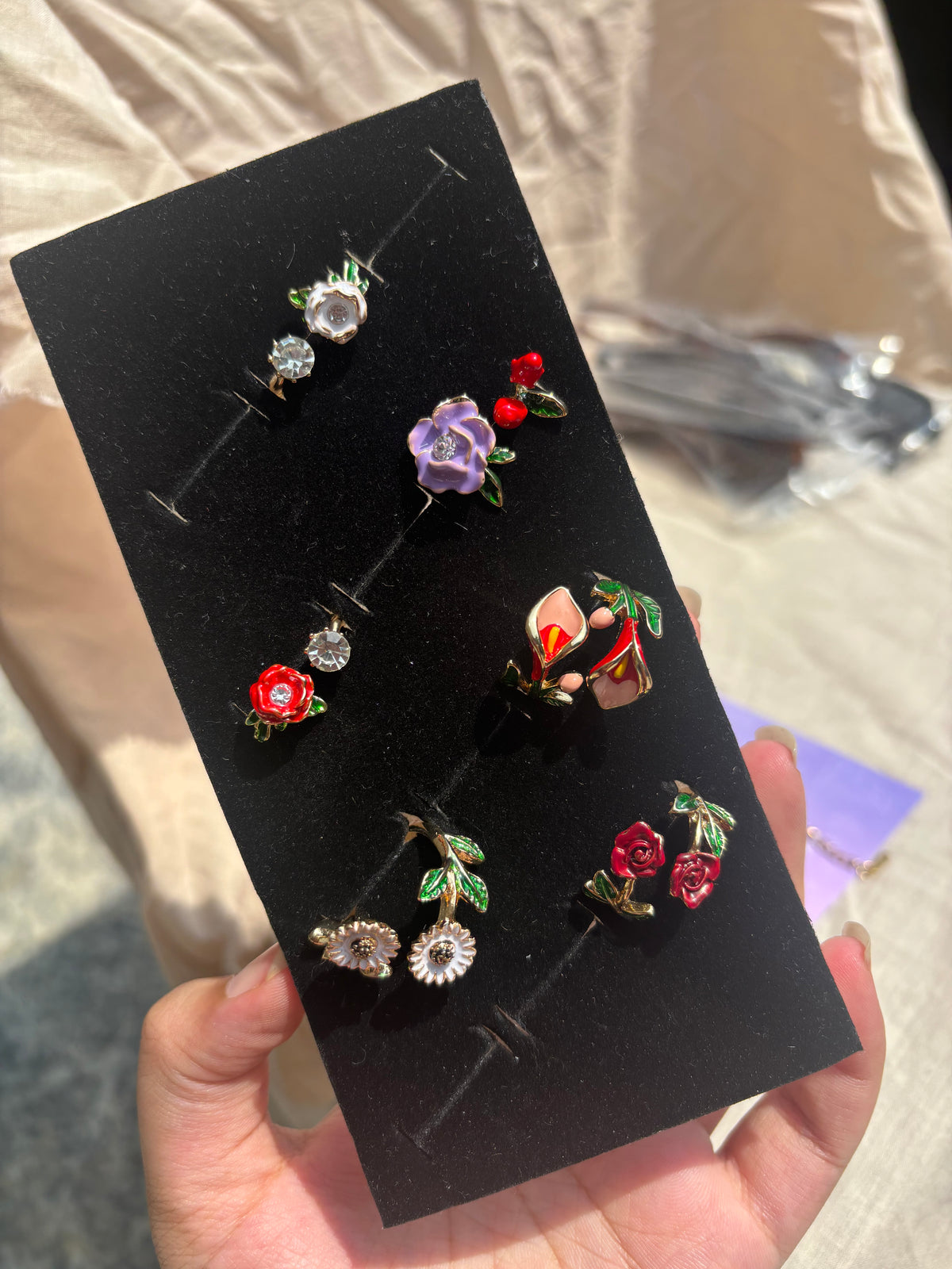 Floral Adjustable Stainless Steel Rings Tarnish Free