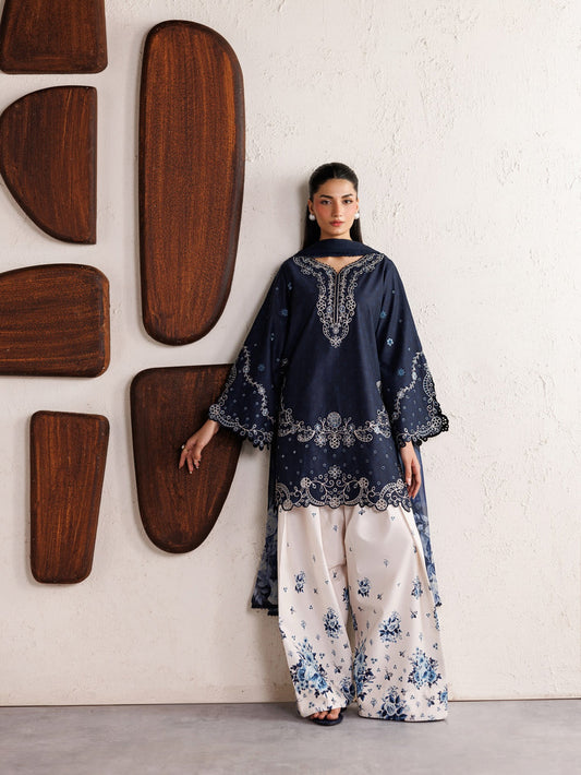 Sapphire Bloom 3pc Embroidered Farshi Set