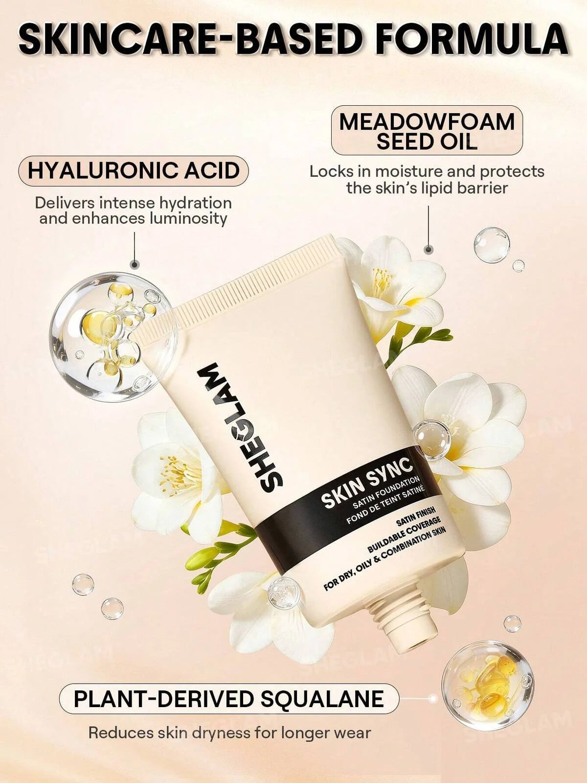 SHEGLAM Skin SYNC Satin Base Fair 30g | Satin Finish Foundation