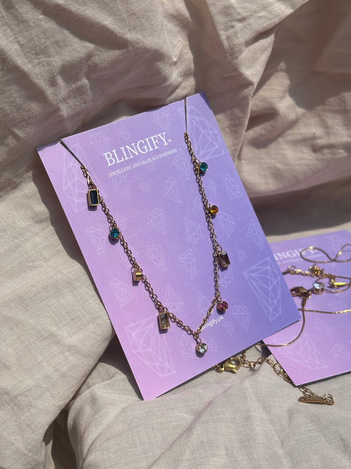 Colourful Stone Necklace (Stainless Steel, Tarnish Free)