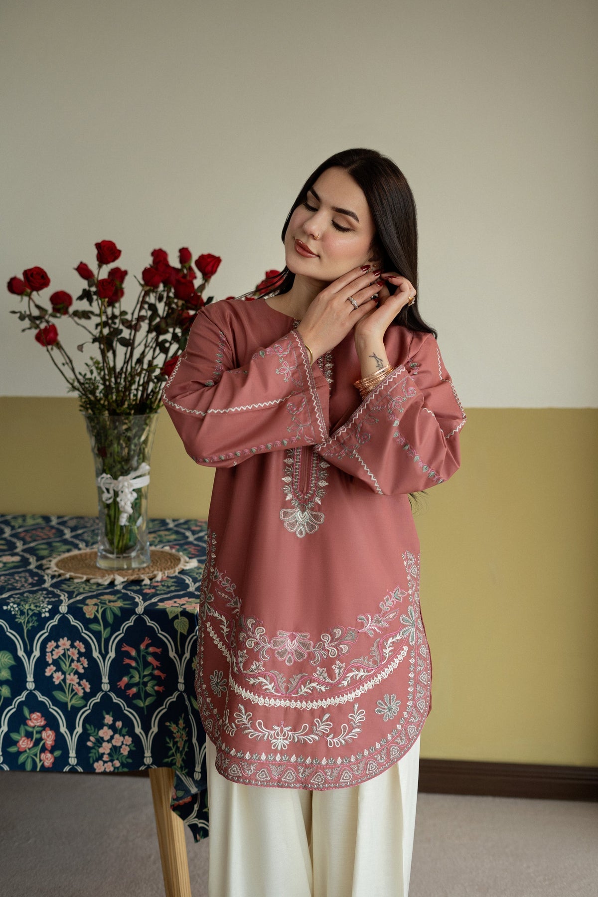 Dreamy Delicate Pink & White Embroidered 2 Piece