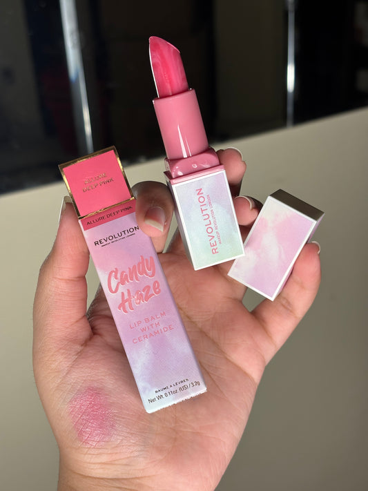 Revolution Candy Haze Lip Balm with Ceramide Shade Allure Deep Pink