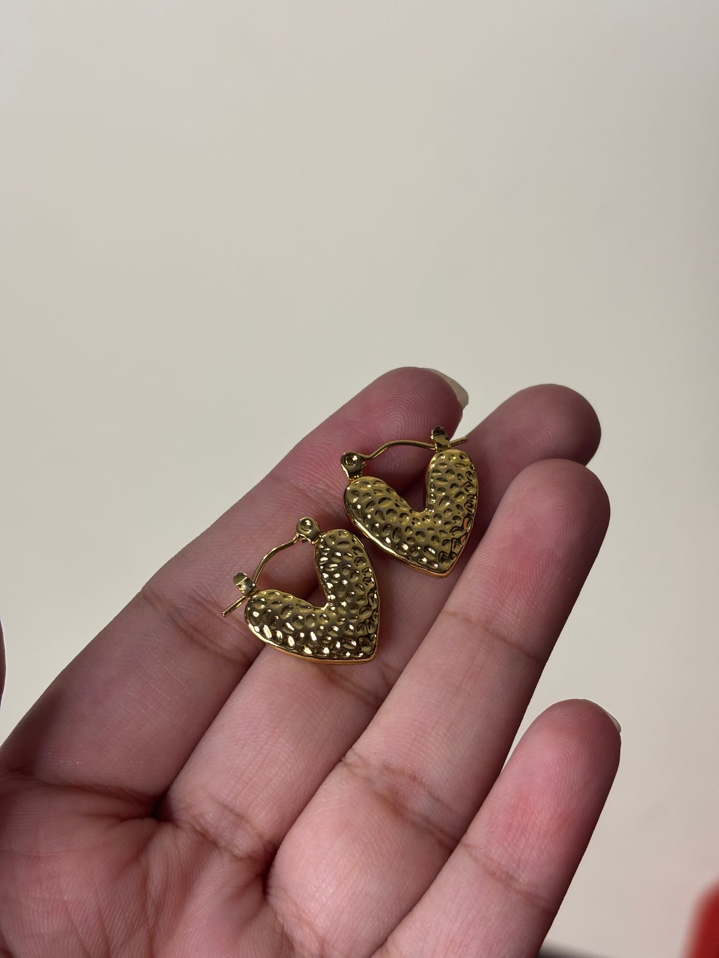 Gold Heart Earrings (Stainless Steel, Tarnish Free)