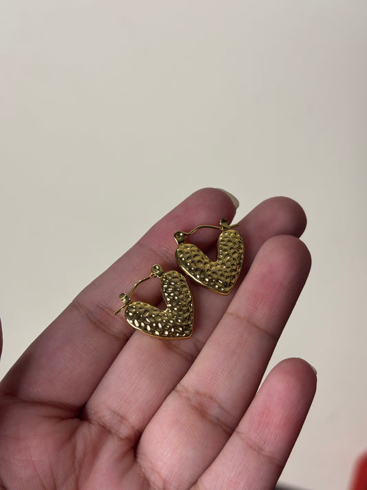 Gold Heart Earrings (Stainless Steel, Tarnish Free)