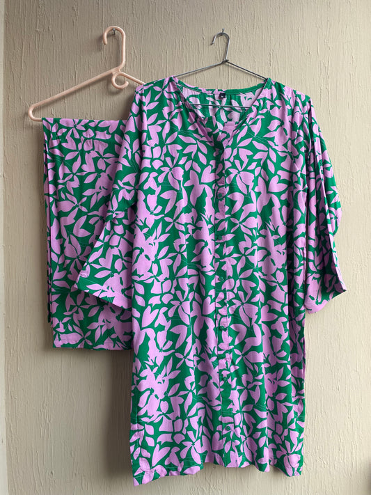 Green and Pink Printed 2pc