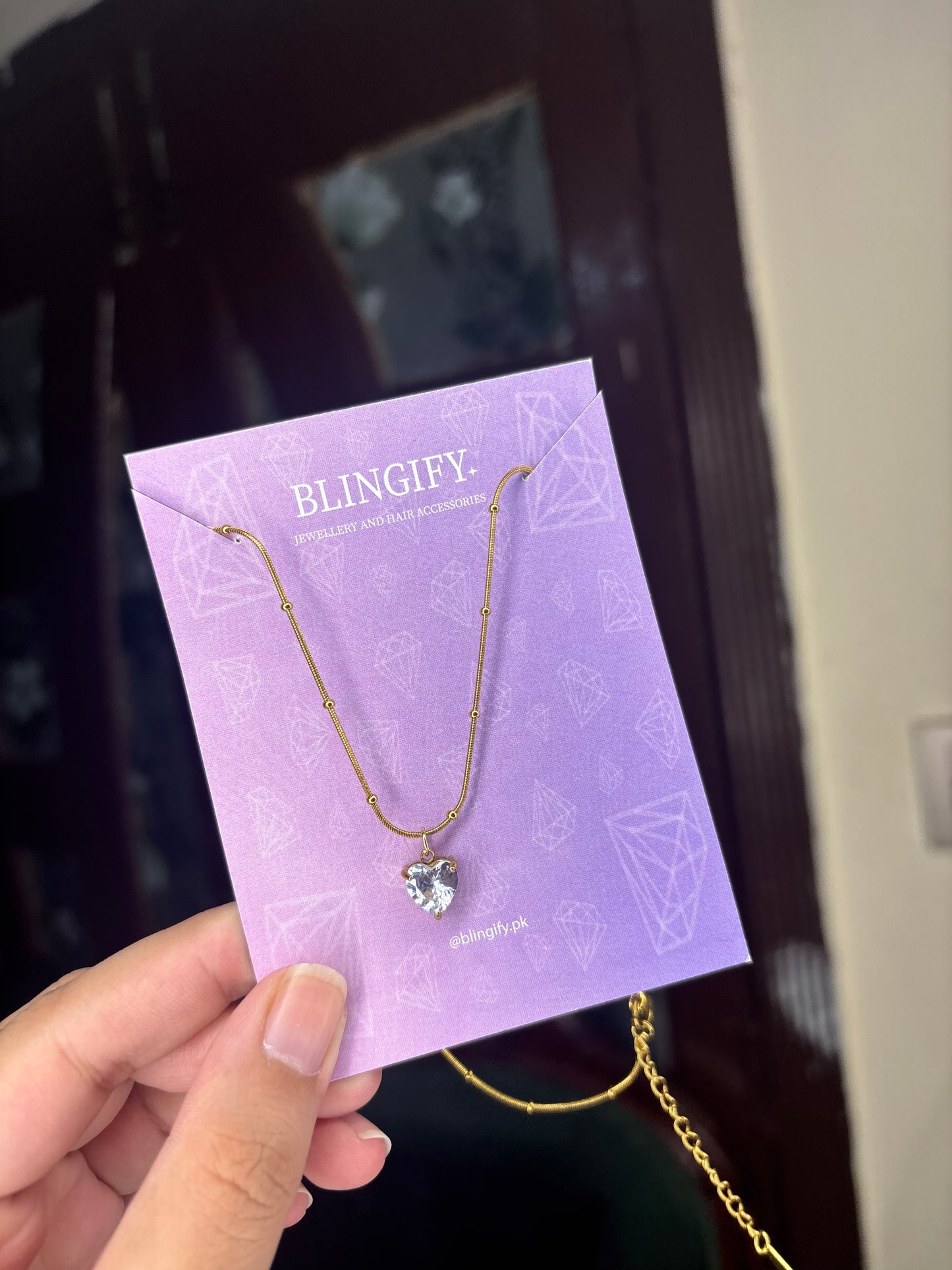 Heart Stone Pendant (Stainless Steel, Tarnish Free)