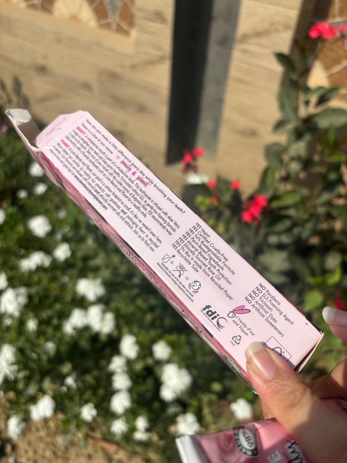 love beauty and planet rose and aloe vera toothpaste