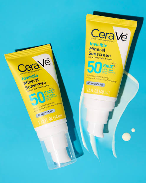CeraVe Invisible Mineral Sunscreen SPF 50 48ml | Zinc Oxide Face Sunscreen