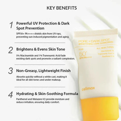 Celimax Pore+Dark Spot Brightening Care Sunscreen SPF50+ PA++++ 50ml