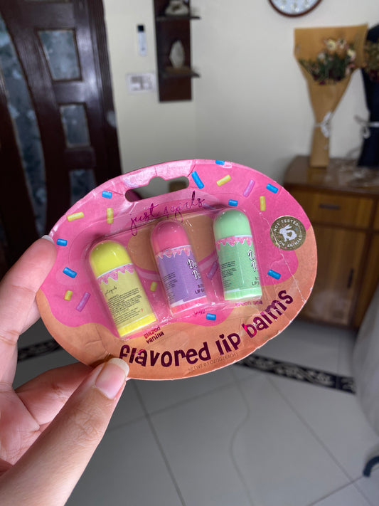 Just4Girls Pack of 3 Flavoured Lip Balms (messy packing)