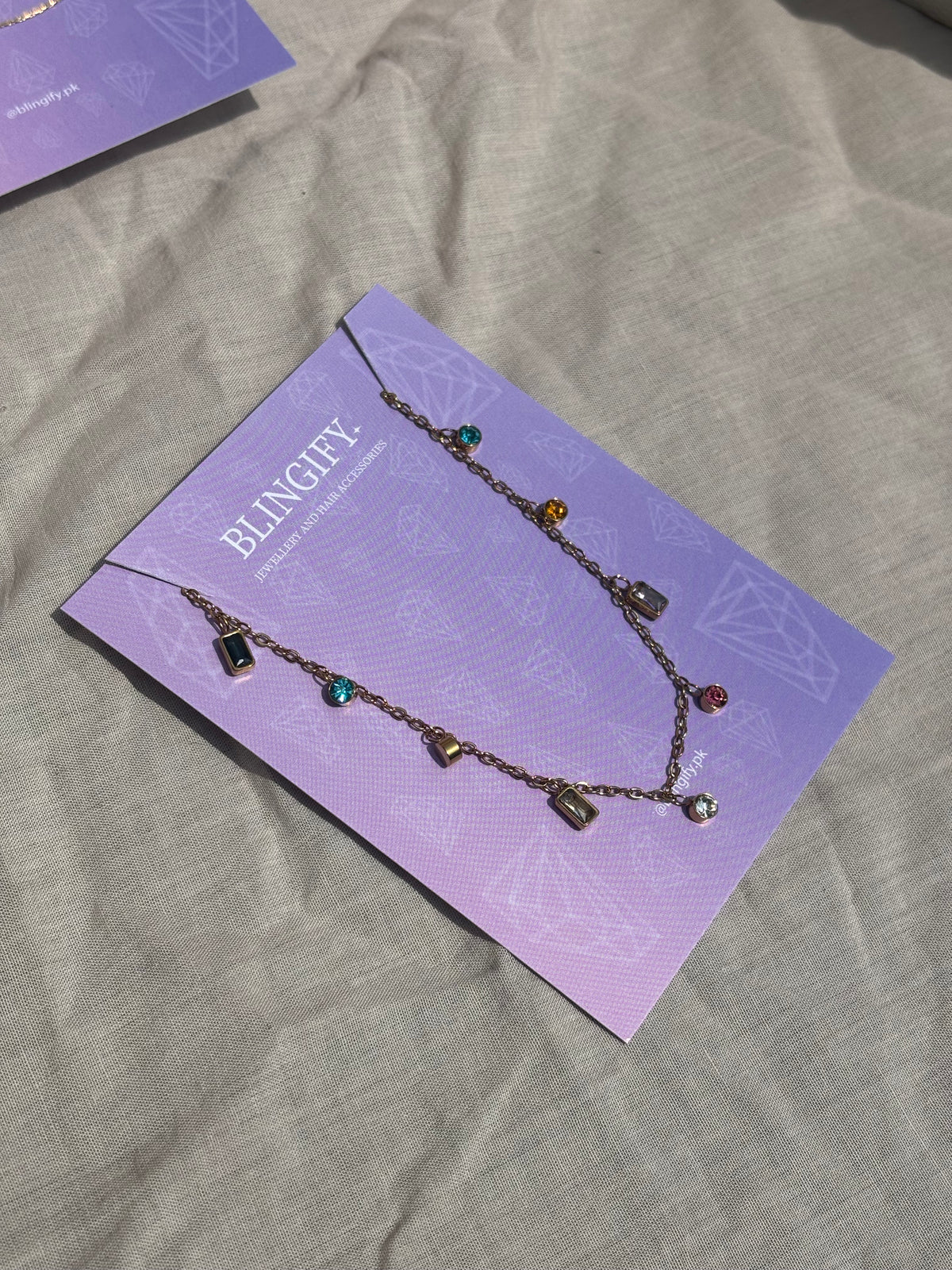 Colourful Stone Necklace (Stainless Steel, Tarnish Free)