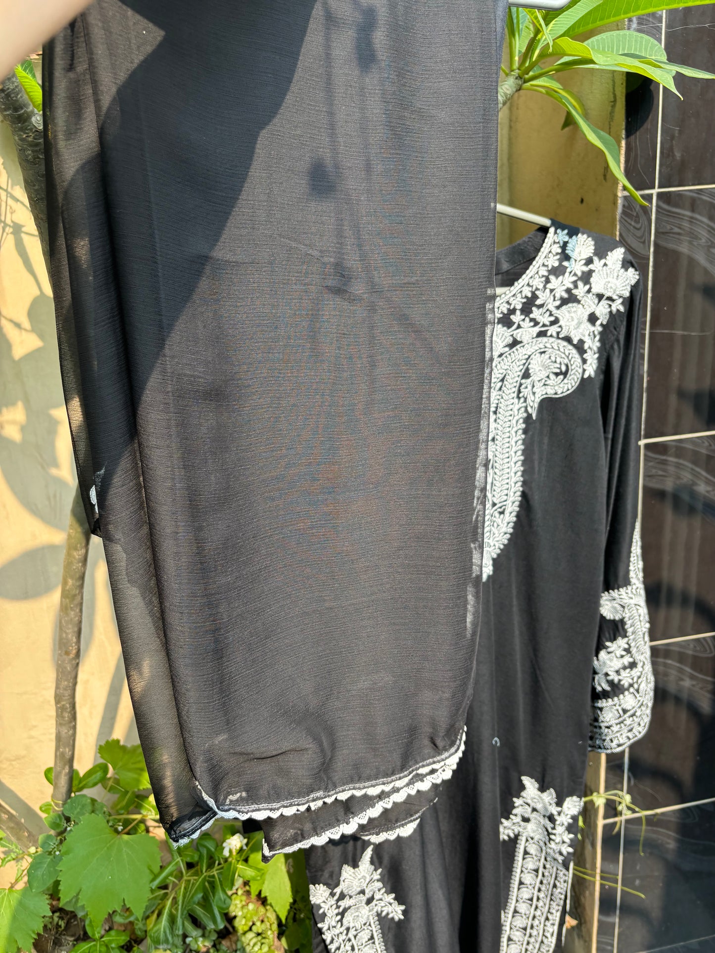 Black & White Embroidered 3 Piece