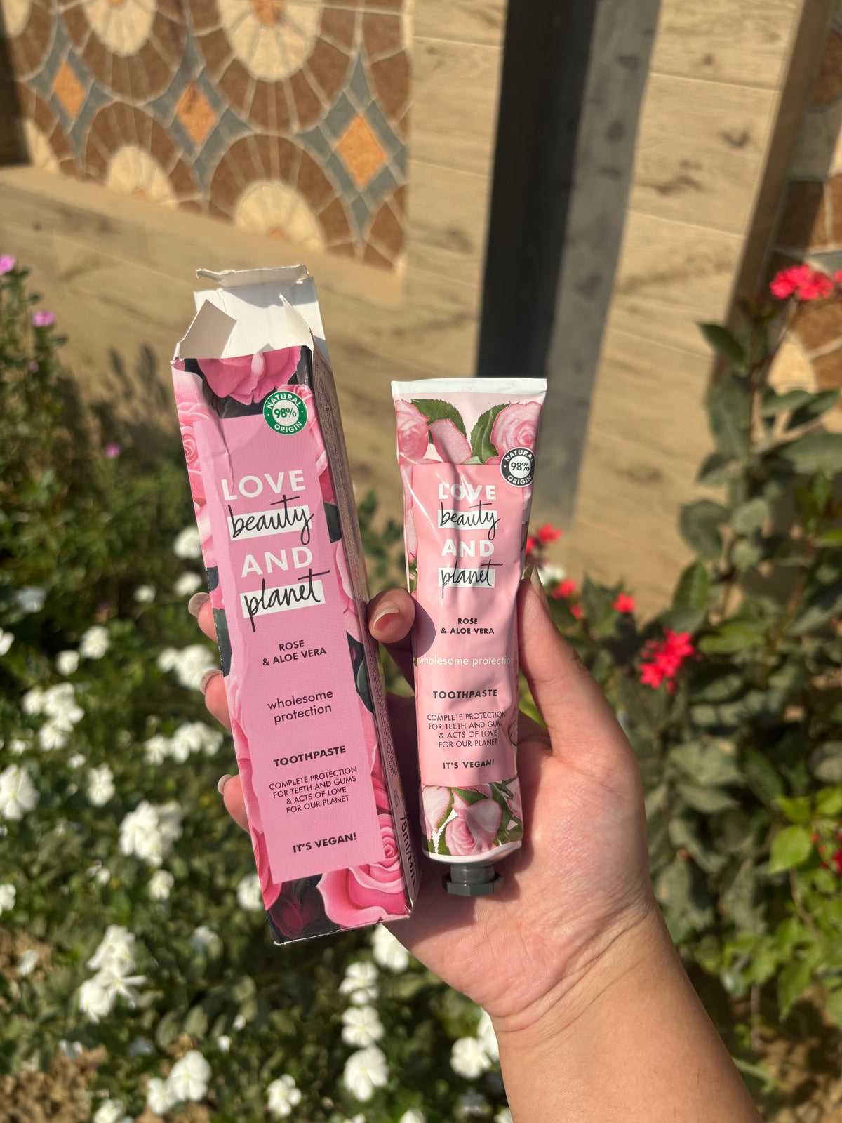 love beauty and planet rose and aloe vera toothpaste