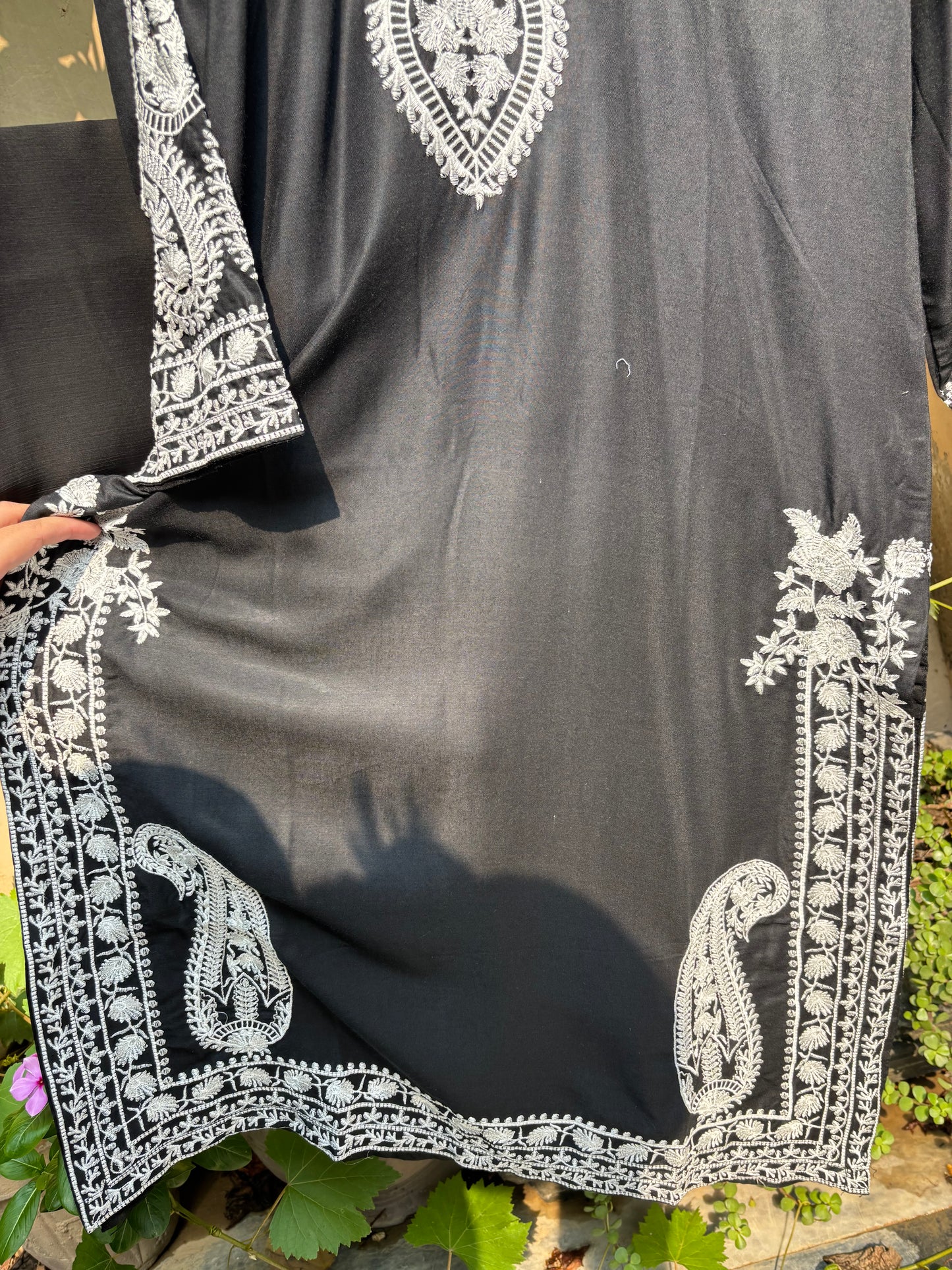 Black & White Embroidered 3 Piece
