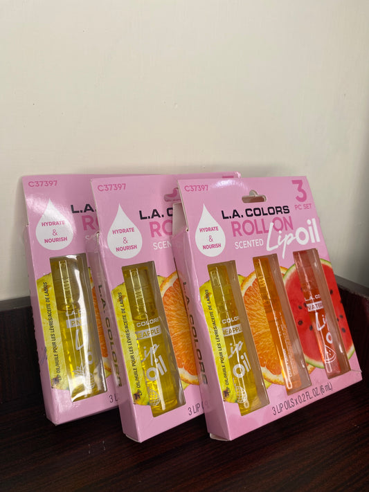 LA Colors Roll On Scented Lip Oil Pack of 3