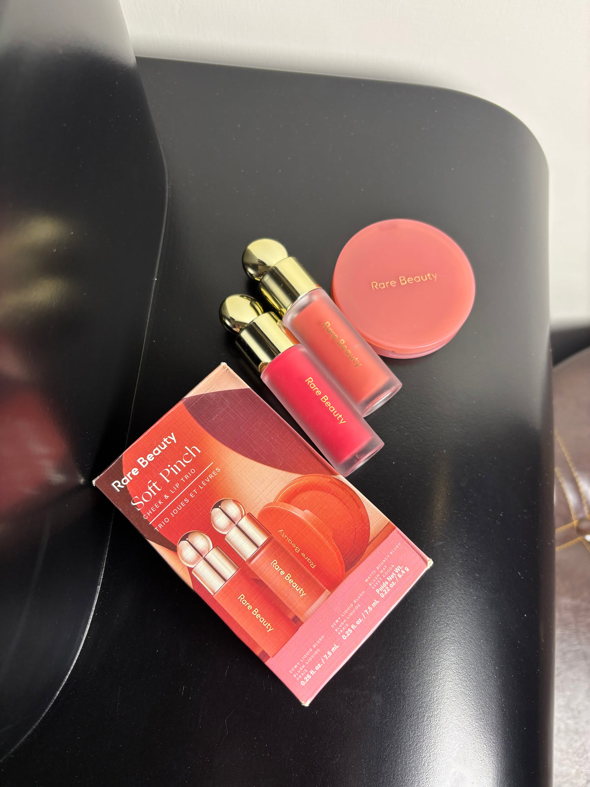 Rare Beauty Soft Pinch Cheek & Lip Trio (Shade Lucky & Happy in Liquid Blush. Shade Hope in Matte Bouncy Blush)