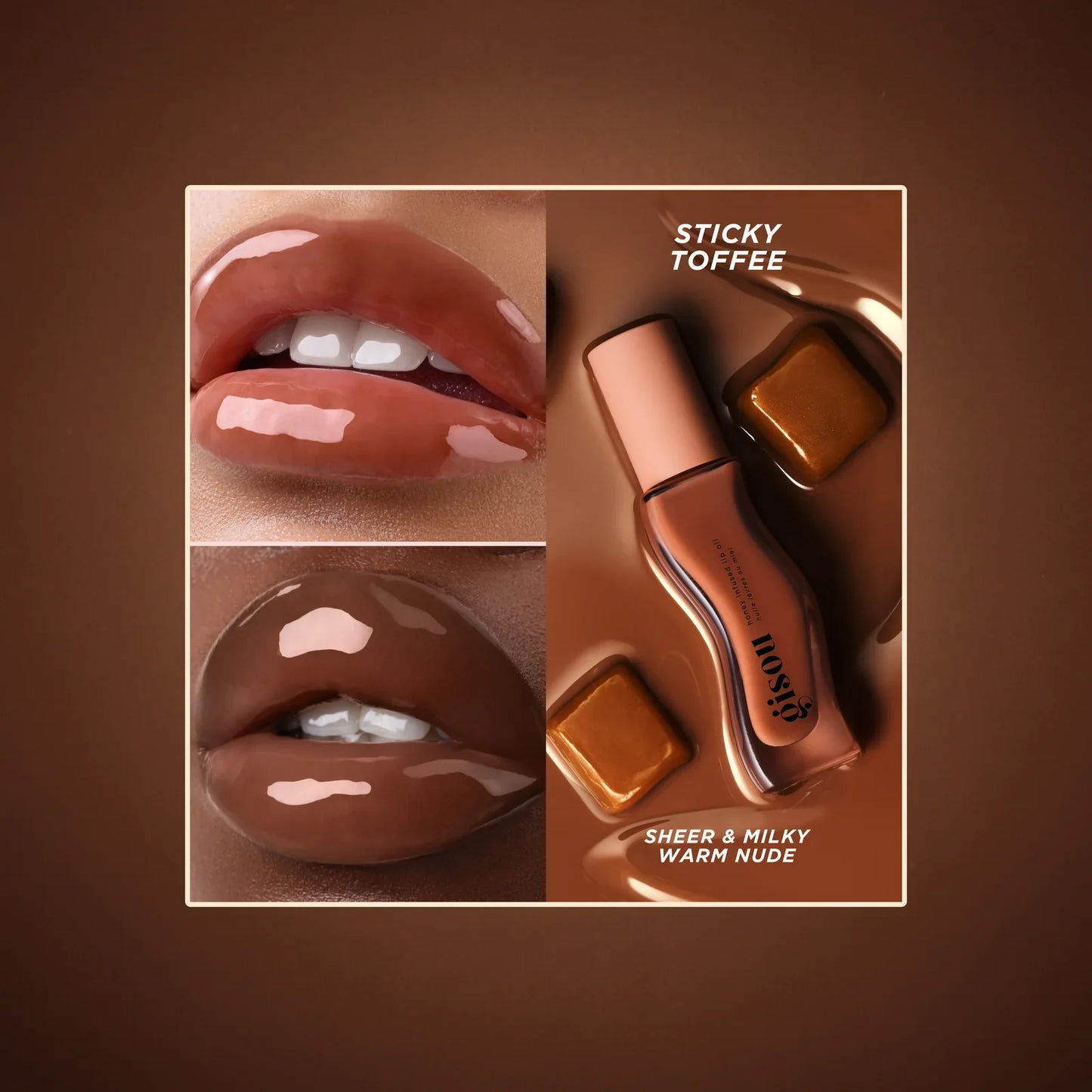 Gisou Glazed Lips | Vanilla Glaze, Sticky Toffee & Milky Mocha