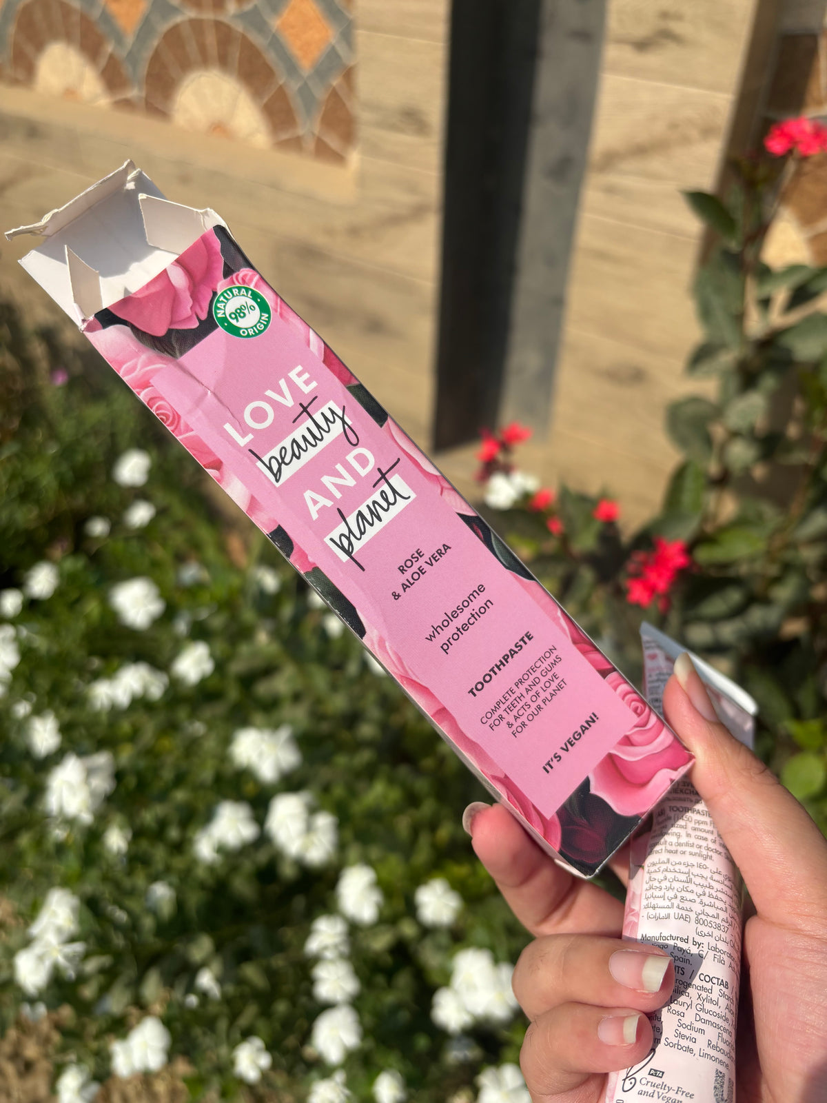 love beauty and planet rose and aloe vera toothpaste