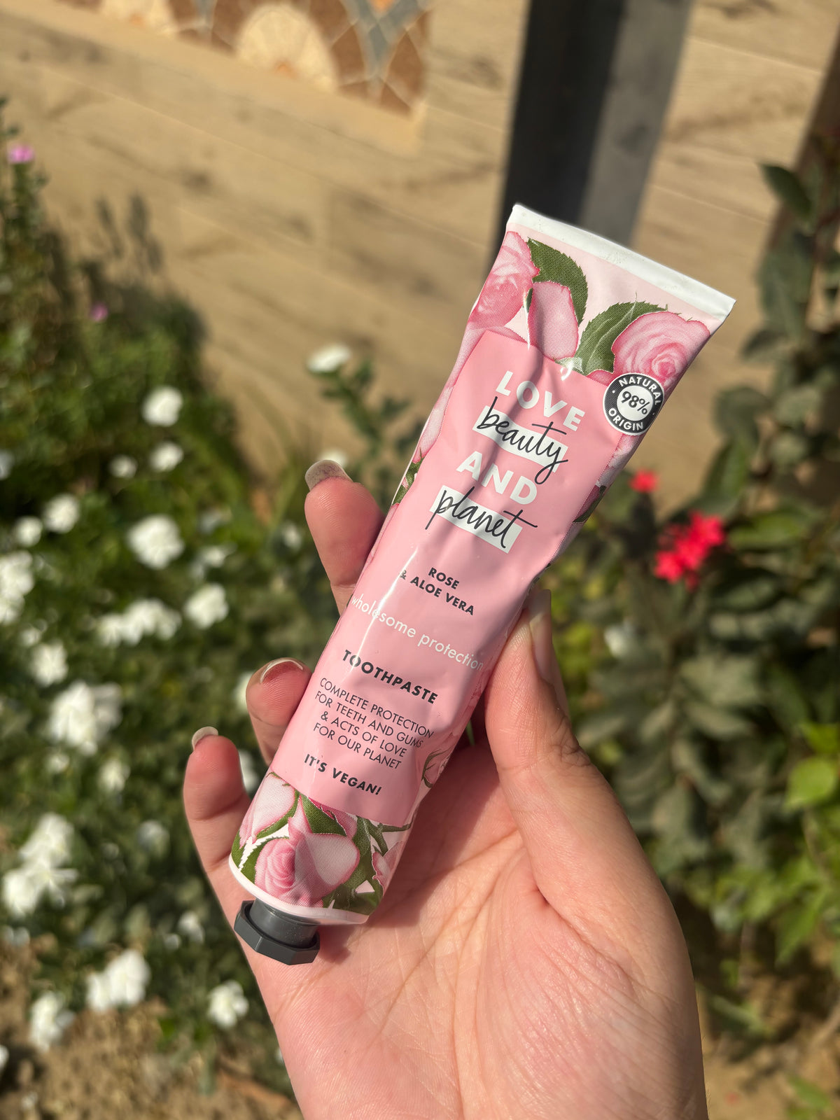 love beauty and planet rose and aloe vera toothpaste