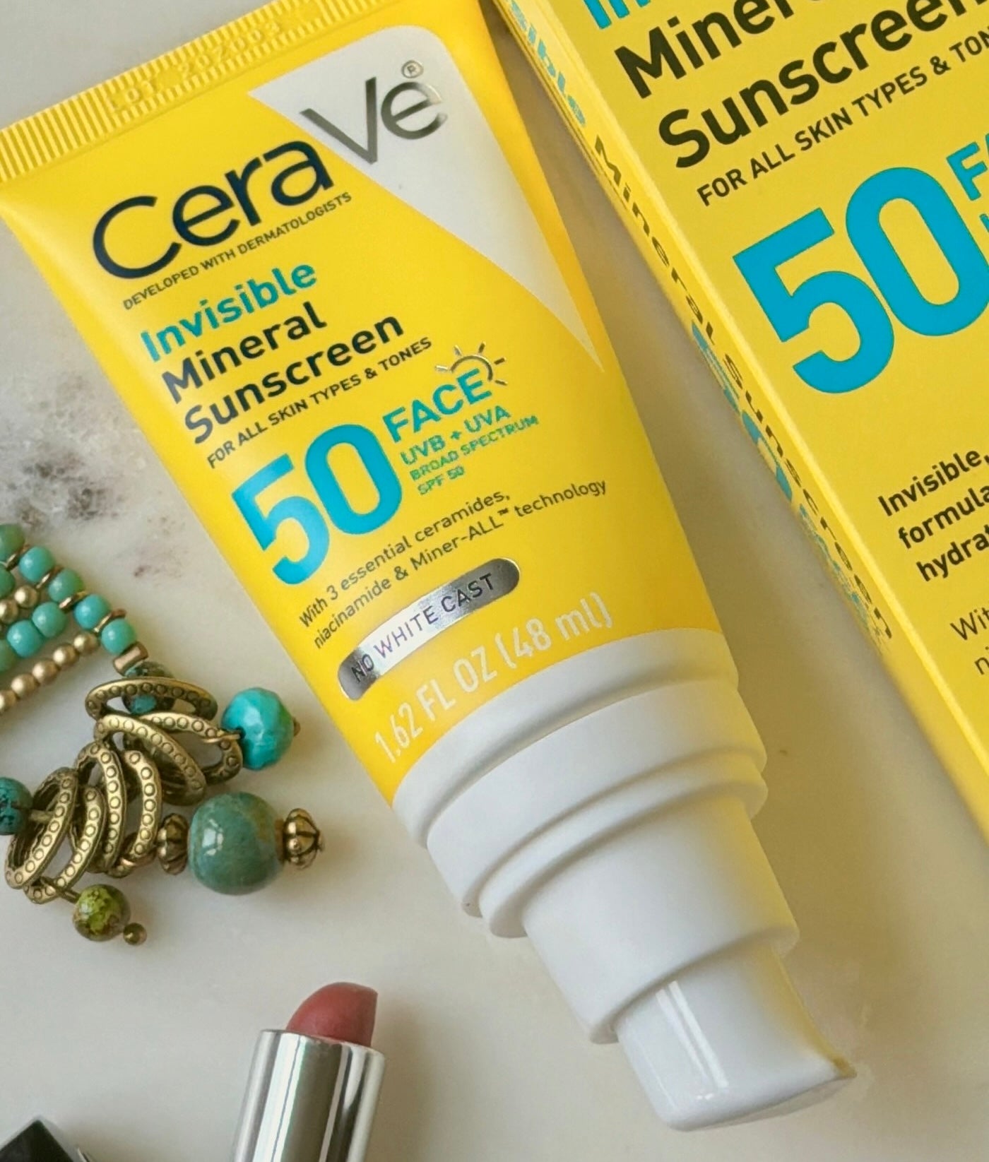 CeraVe Invisible Mineral Sunscreen SPF 50 48ml | Zinc Oxide Face Sunscreen