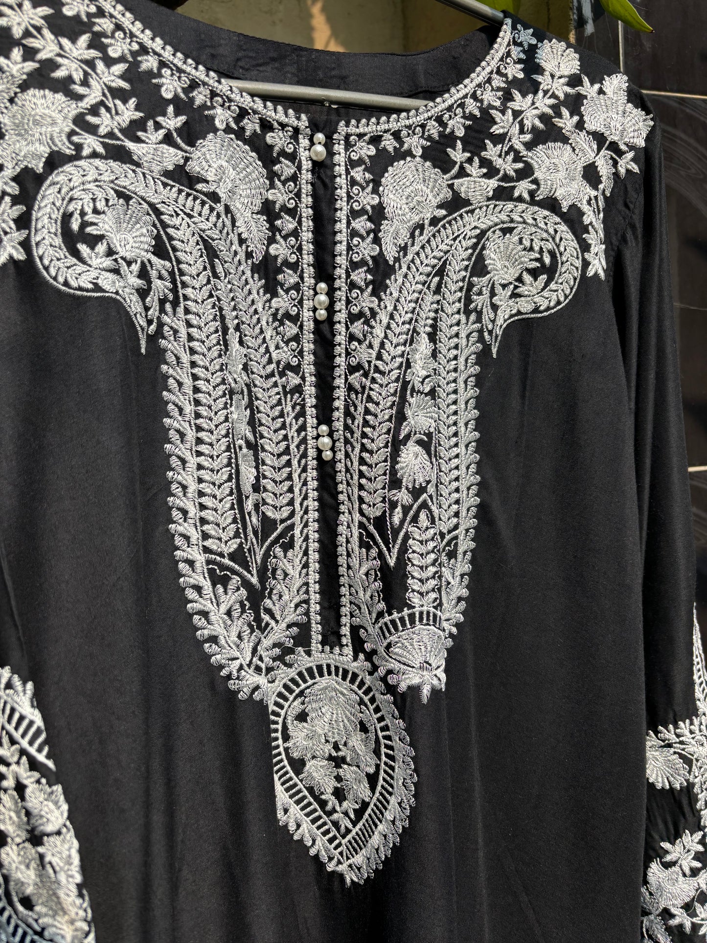 Black & White Embroidered 3 Piece