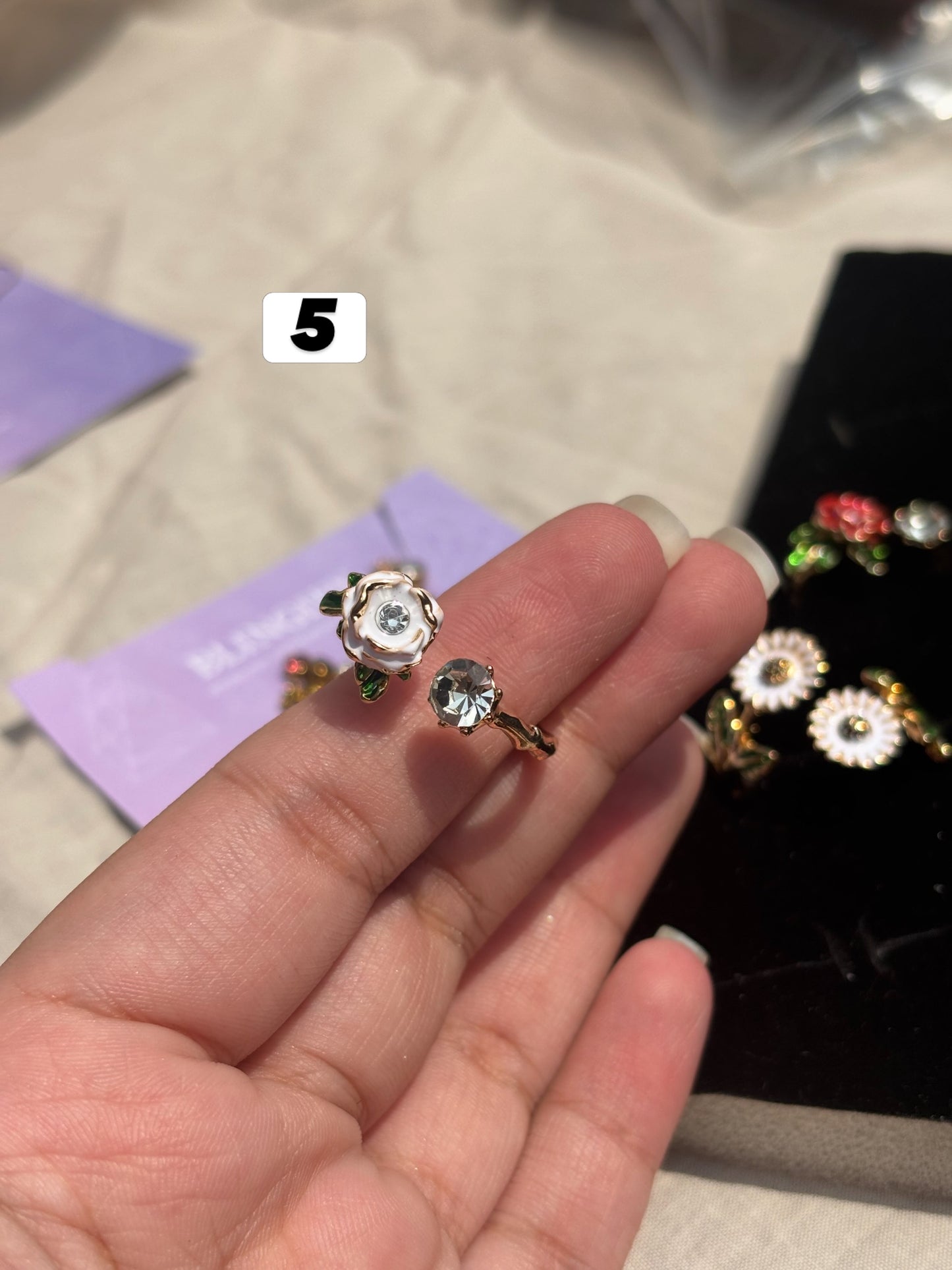 Floral Adjustable Stainless Steel Rings Tarnish Free