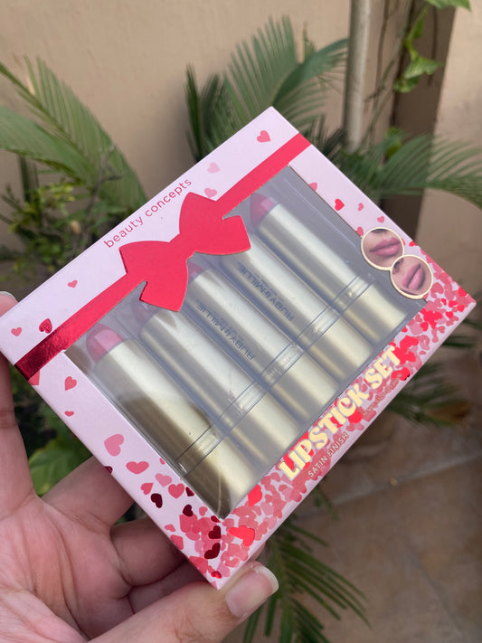 Beauty Concepts Lipstick Set Satin Finish 5 Piece Set Bullet Lipsticks Cream