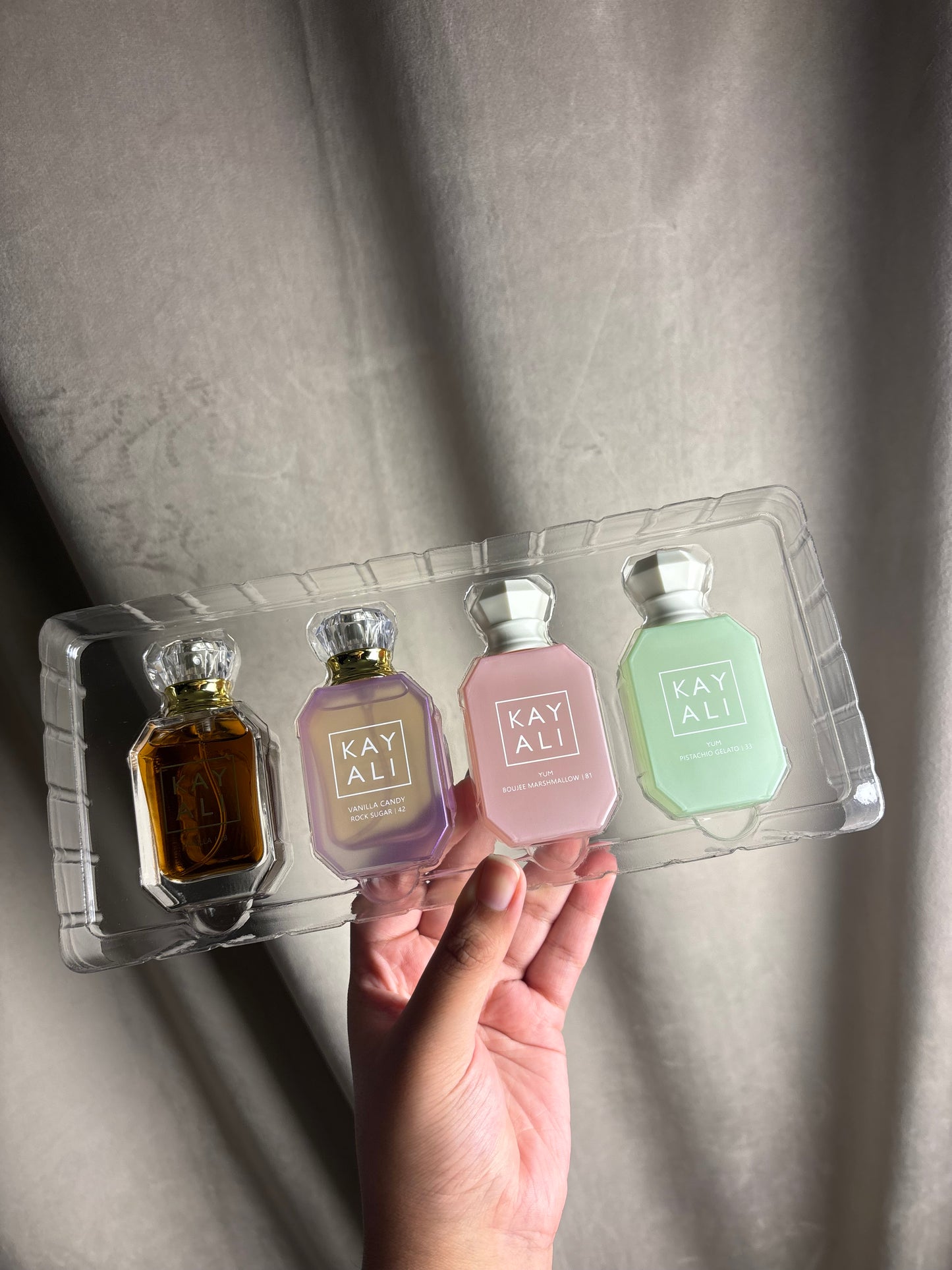 KAYALI Gift Set of 4 | Vanilla 28, Vanilla Candy, Yum Boujee Marshmallow & Yum Pistachio Gelato