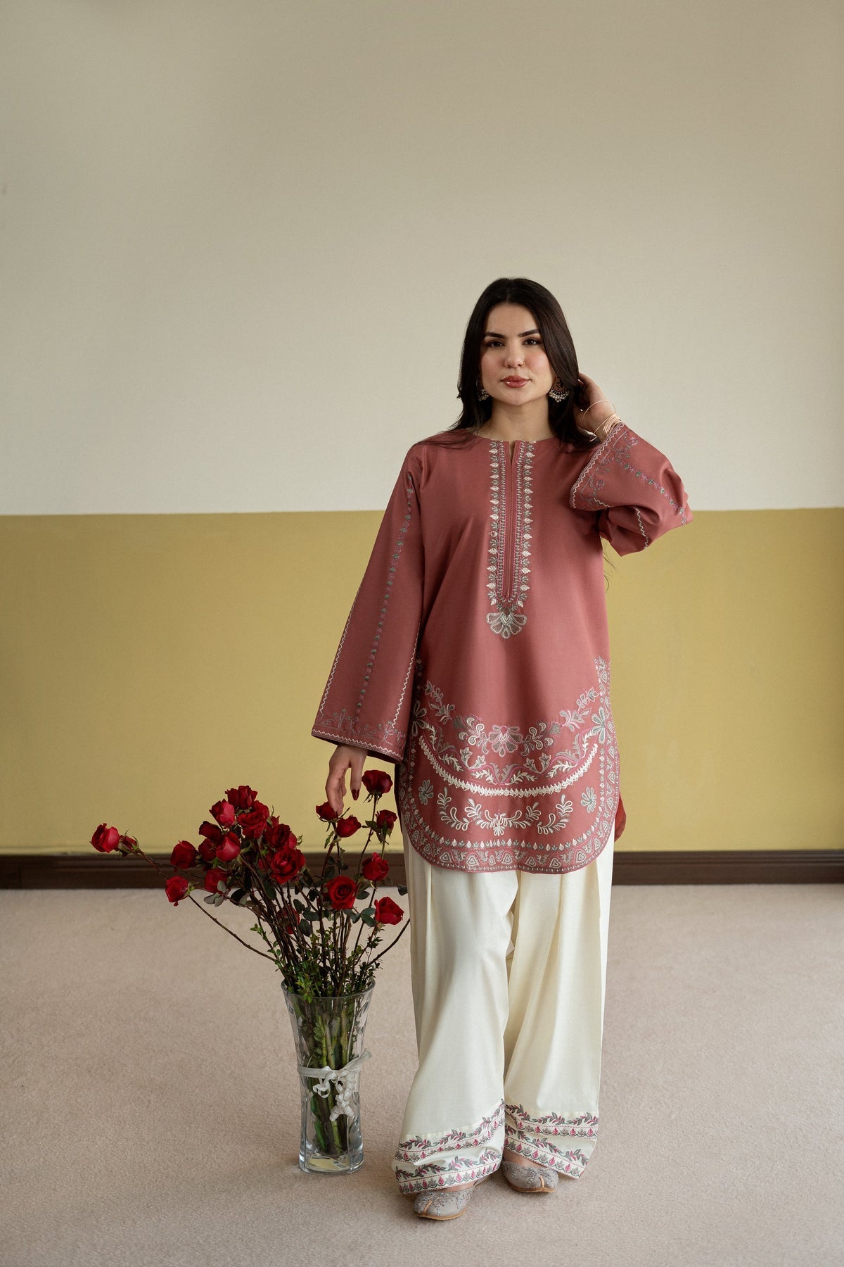 Dreamy Delicate Pink & White Embroidered 2 Piece
