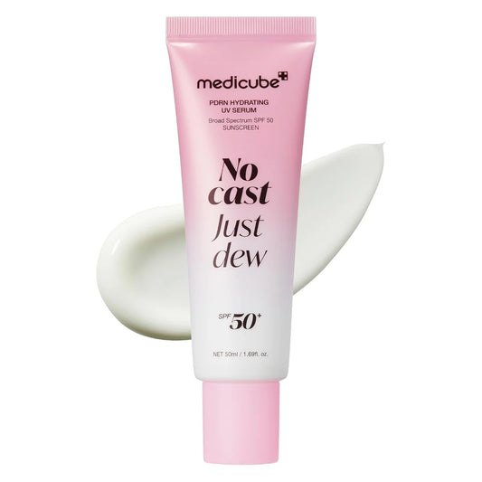 Medicube PDRN Hydrating UV Serum Broad Spectrum SPF 50 Sunscreen No Cast Just Dew