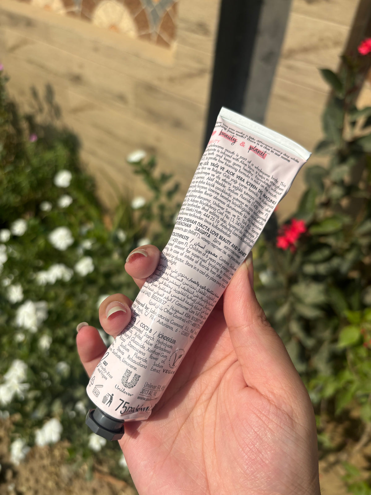 love beauty and planet rose and aloe vera toothpaste