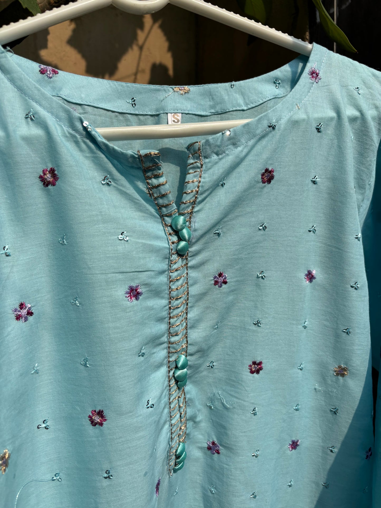Aqua Embroidered 3 Piece