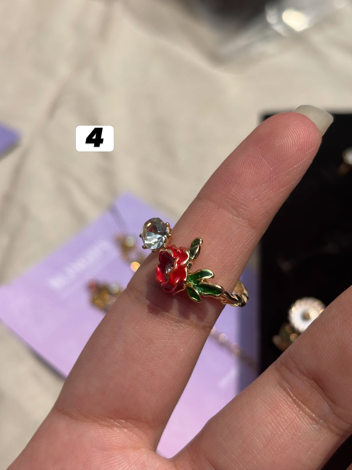 Floral Adjustable Stainless Steel Rings Tarnish Free