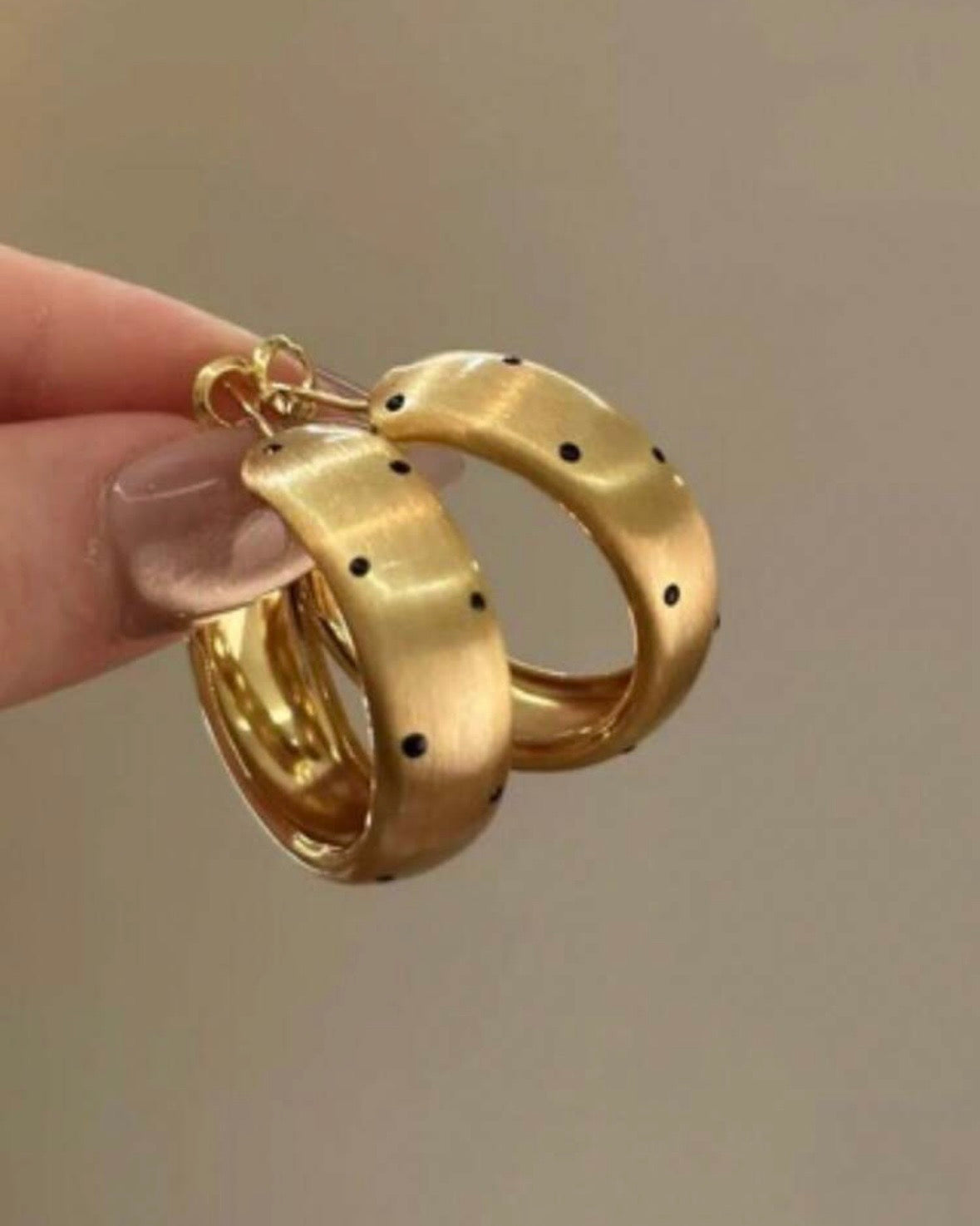 Polka Dot Gold Hoops
