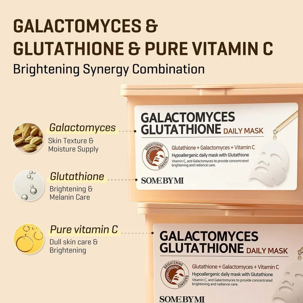 SOME BY MI Daily Mask 30 Sheets | Beta Panthenol, Retinol, Yuja Niacin & Galactomyces Glutathione